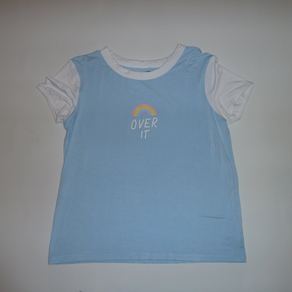 A.Lab Women's Graphic Tee Shirt "Over It"  Blue M